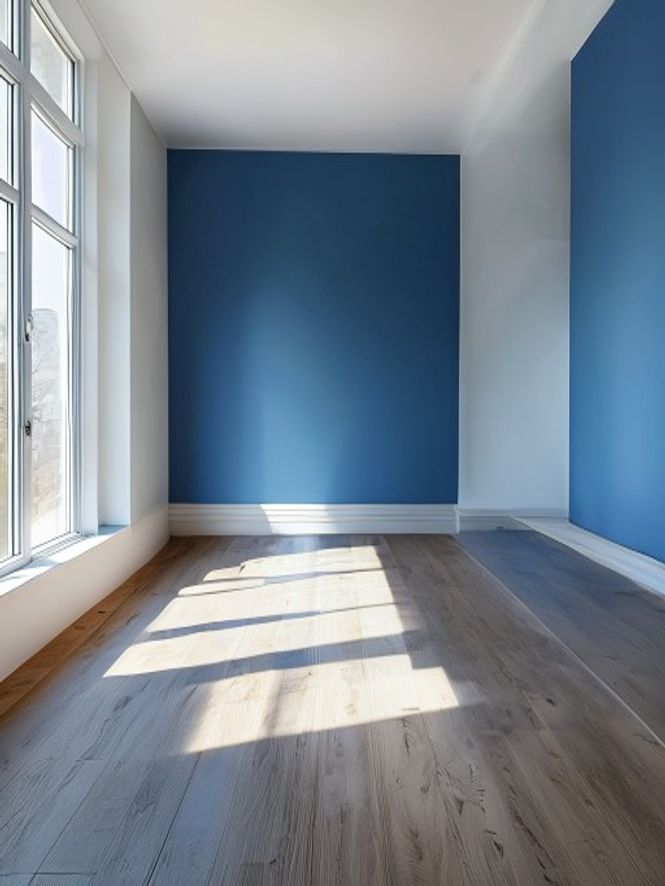 Bright home workout space with natural light and clear floor area